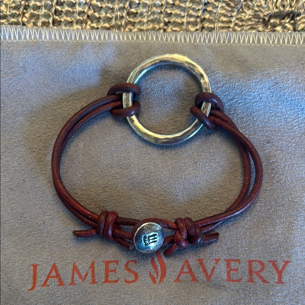 James Avery Leather Bracelet with Silver Ring